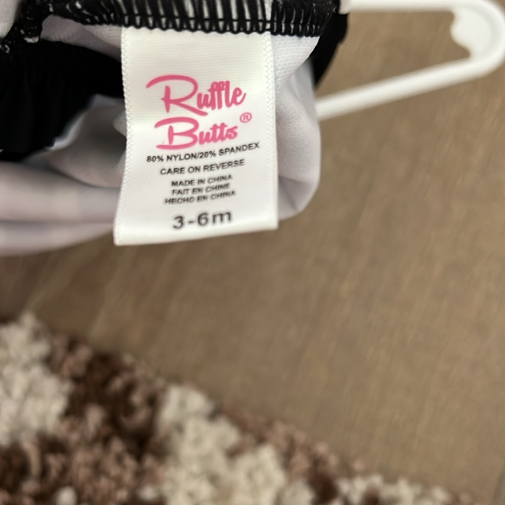 RuffleButts® Baby/Toddler Girls Black and White Stripe Halter One Piece - 3-6m - Picture 5 of 6